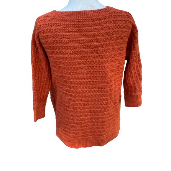Garnet Hill Wool Angora Rib KnitSweater Burnt Orange Oversized Quiet Luxury-XS - Picture 11 of 15